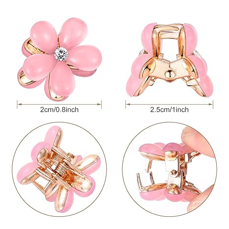 10Pcs Crystal-Adorned Mini Hair Barrettes and Sparkling Metal Side Clips for Girls and Women - Cute Pink Hair Accessories